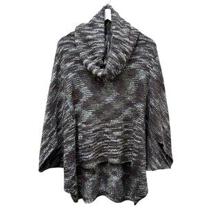 CHLOE K. Poncho Sweater Size XL Gray Knit Cowl Neck Womens Top